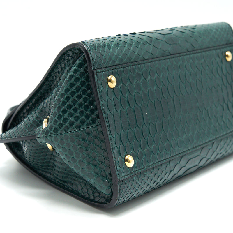 Ferragamo Python leather Tophandle tote Bag Dark Green GHW