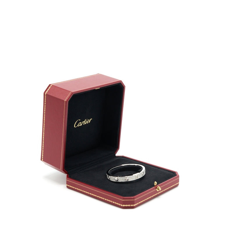 Cartier Size 16 Love Bracelet, Diamond Paved White Gold With Diamonds