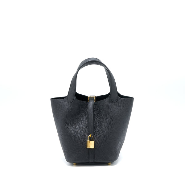 Hermes Picotin 18 Clemence Black GHW Stamp U