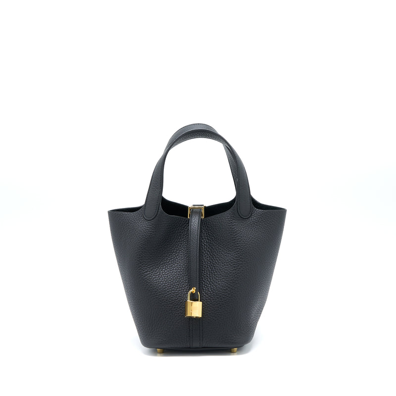 Hermes Picotin 18 Clemence Black GHW Stamp U