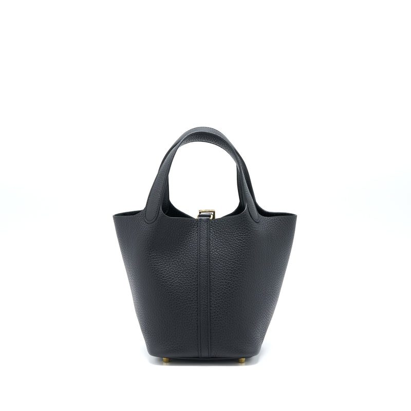 Hermes Picotin 18 Clemence Black GHW Stamp U