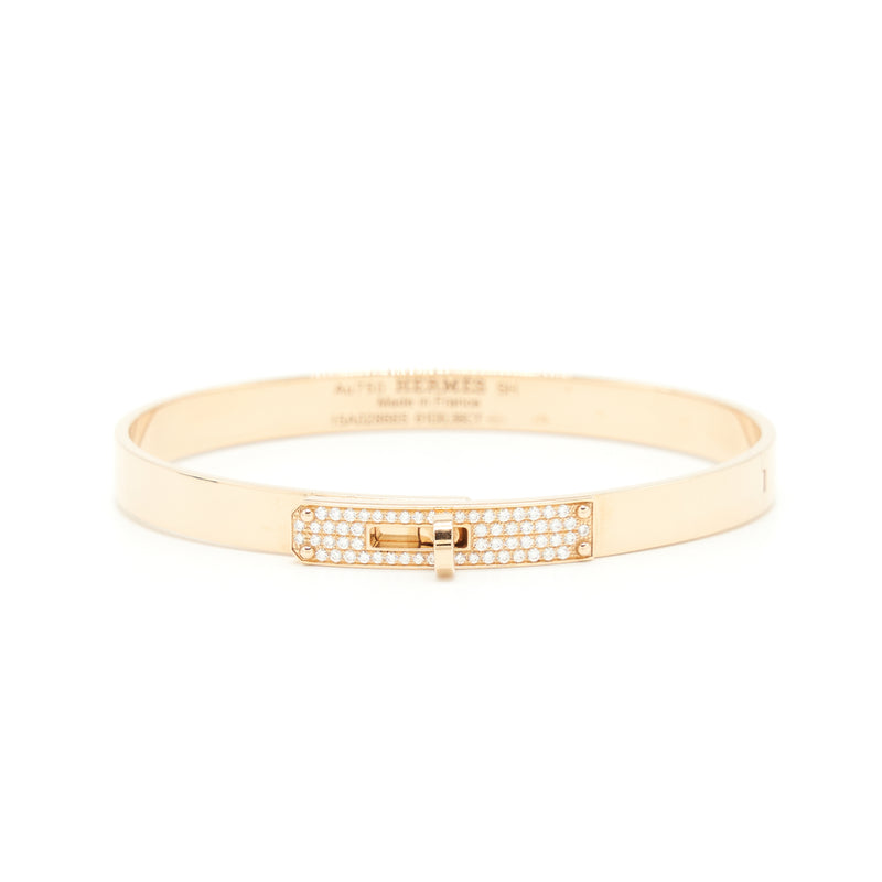 Hermes Size SH Kelly Bracelet Small Model Rose Gold With Diamonds