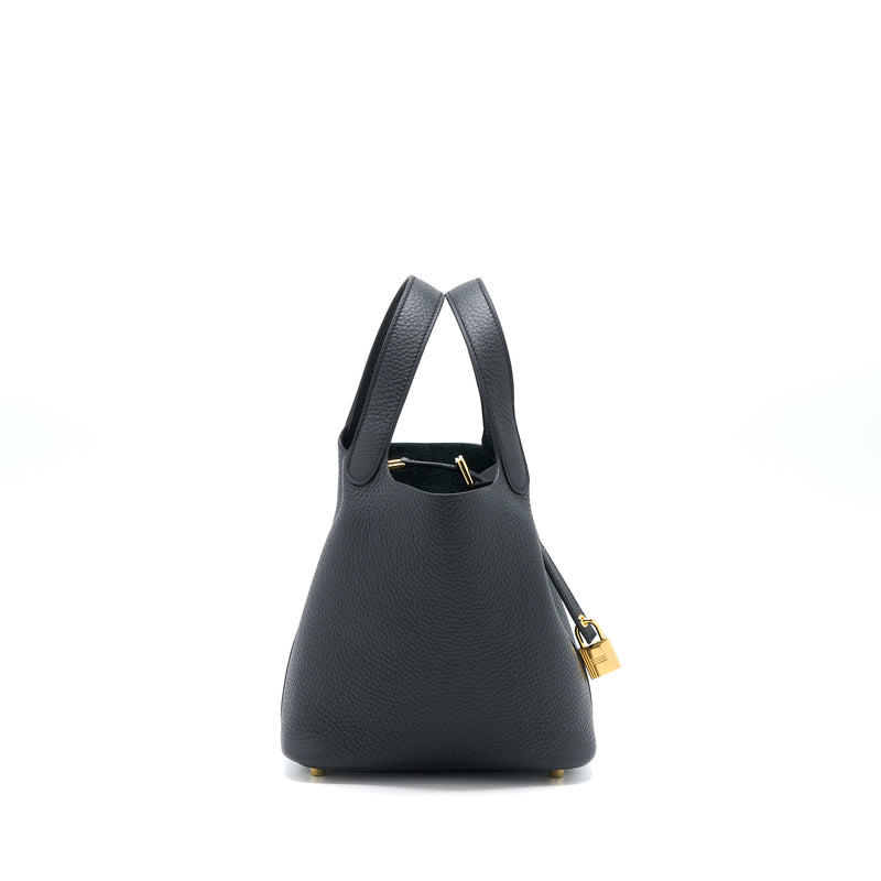 Hermes Picotin 18 Clemence Black GHW Stamp U