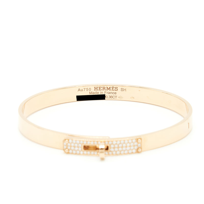 Hermes Size SH Kelly Bracelet Small Model Rose Gold With Diamonds