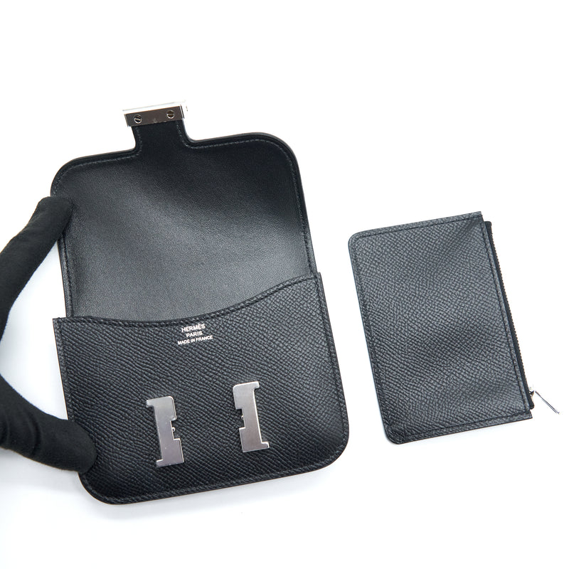 Hermes Constance Slim Epsom Black SHW Stamp U