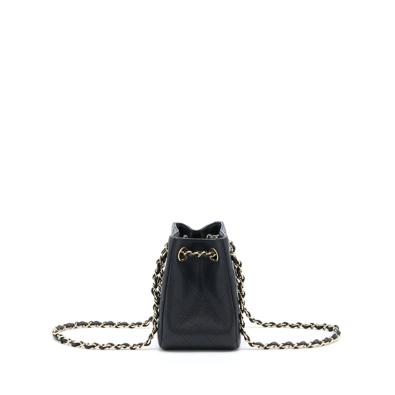 Chanel Quilted Mini Bucket Bag Black Caviar