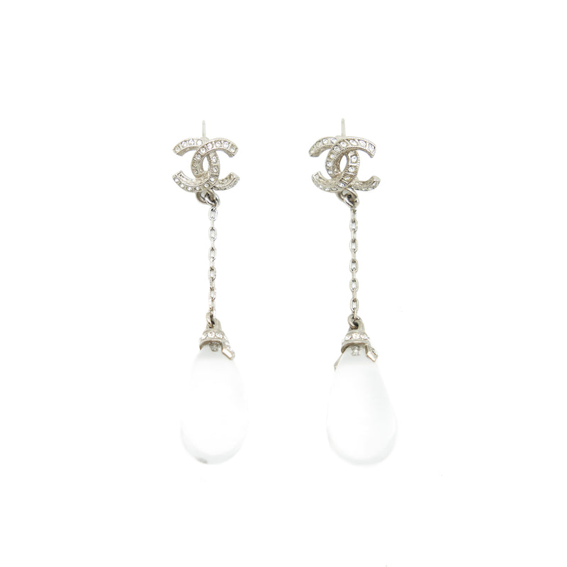 Chanel cc and white Crystal Earrings