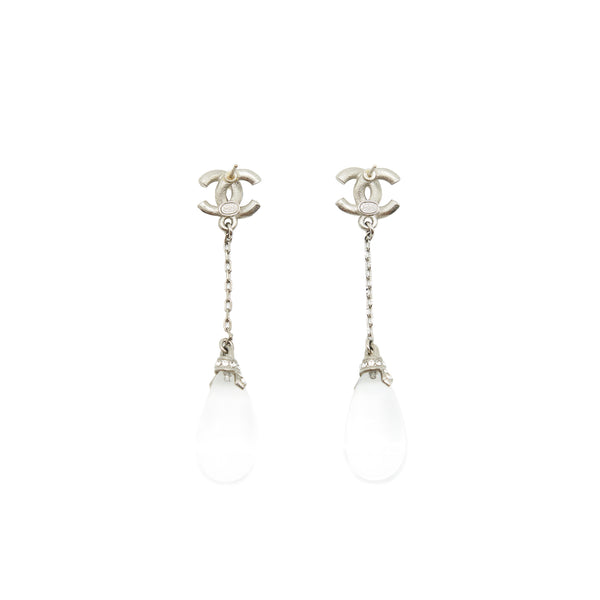 Chanel cc and white Crystal Earrings