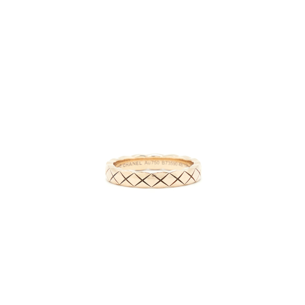 Chanel Size 48 Mini Version Coco Crush Ring Quilted Motif 18k Beige Go