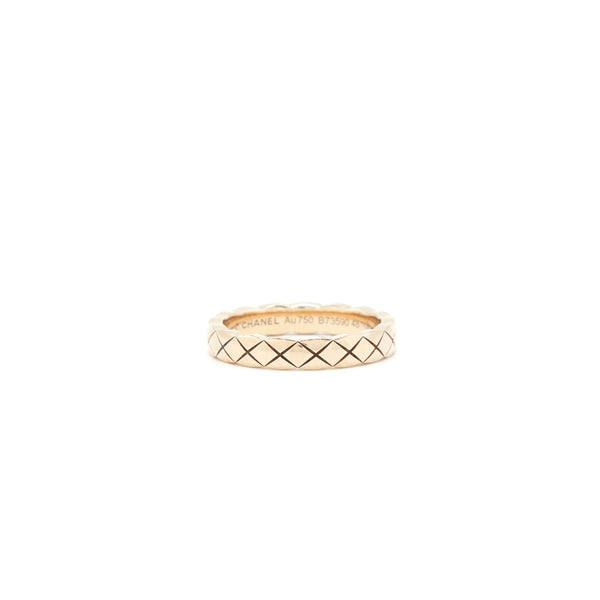 Chanel Size 48 Mini Version Coco Crush Ring Quilted Motif 18k Beige Gold