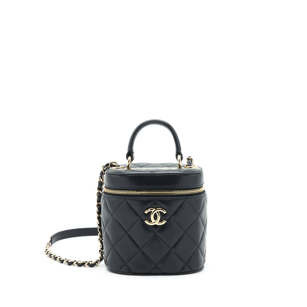 Chanel Trendy CC Round Vanity Case Crossbody Bag Lambskin Black LGHW