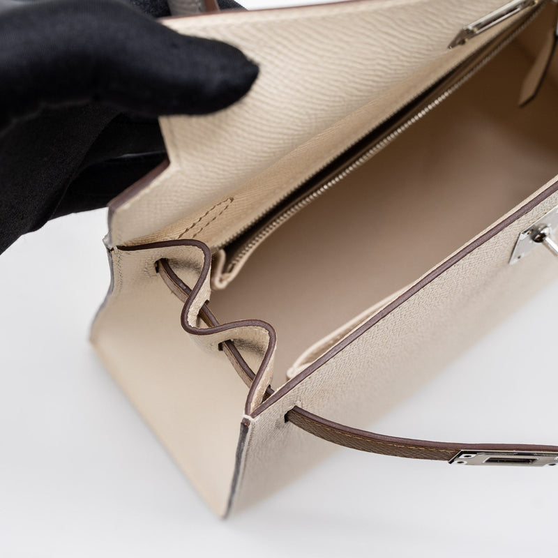 Hermes Kelly 25 Sellier Epsom Nata/Chai/Gris Meyer SHW Stamp U