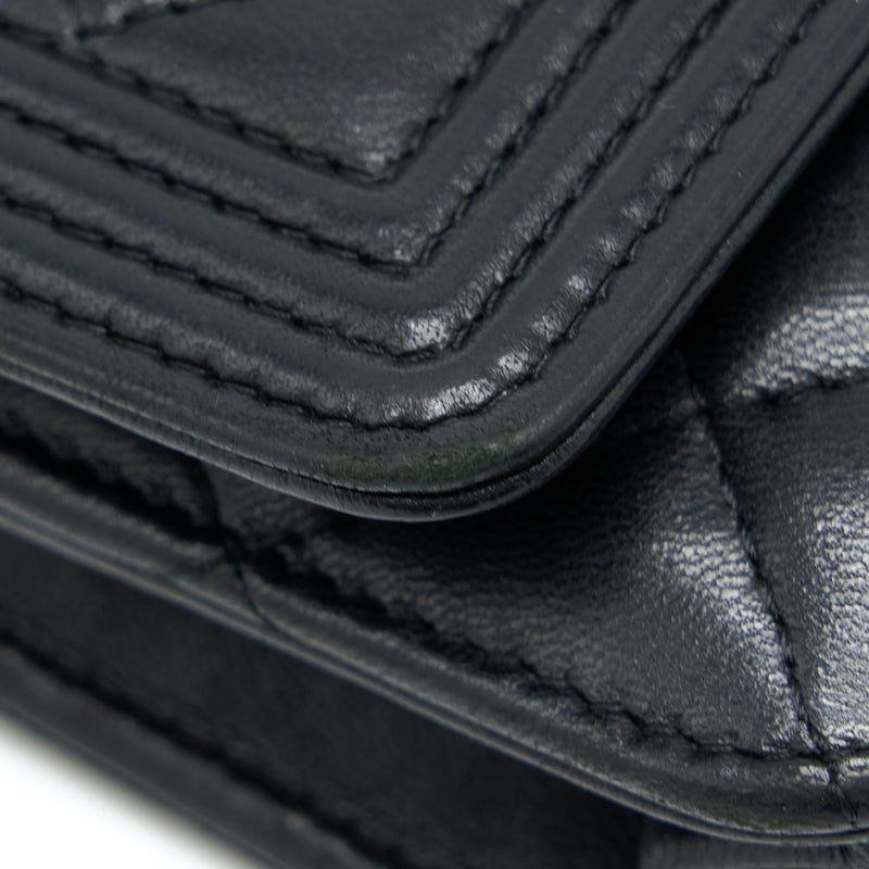 Chanel Boy Wallet On Chain Lambskin Black SHW
