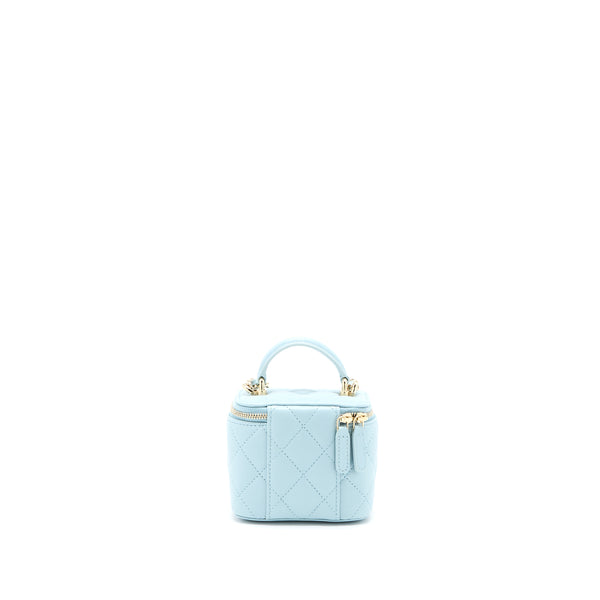Chanel 22P Top Handle Mini Vanity with Chain Lambskin Light Blue LGHW
