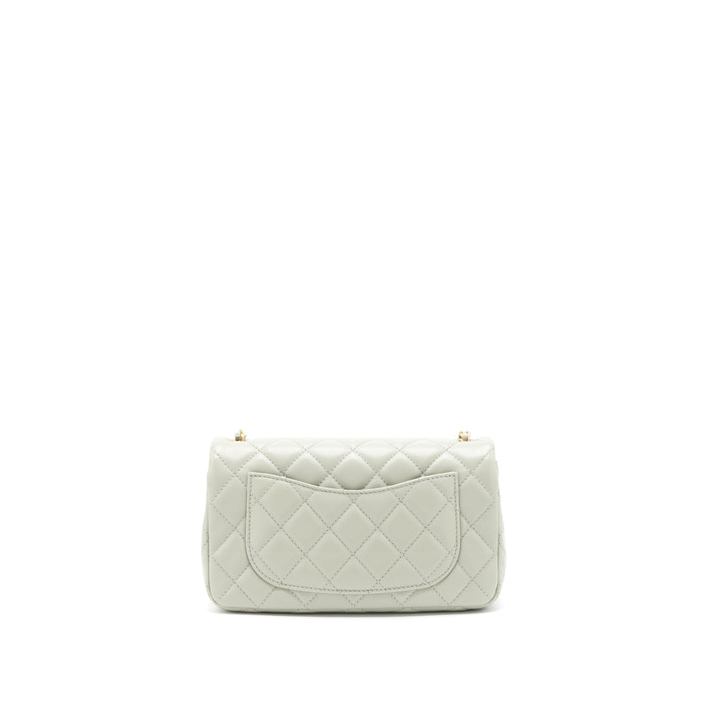 Chanel 22C light Pearl Crush mini Flap Bag Lambskin light Grey GHW (microchip)