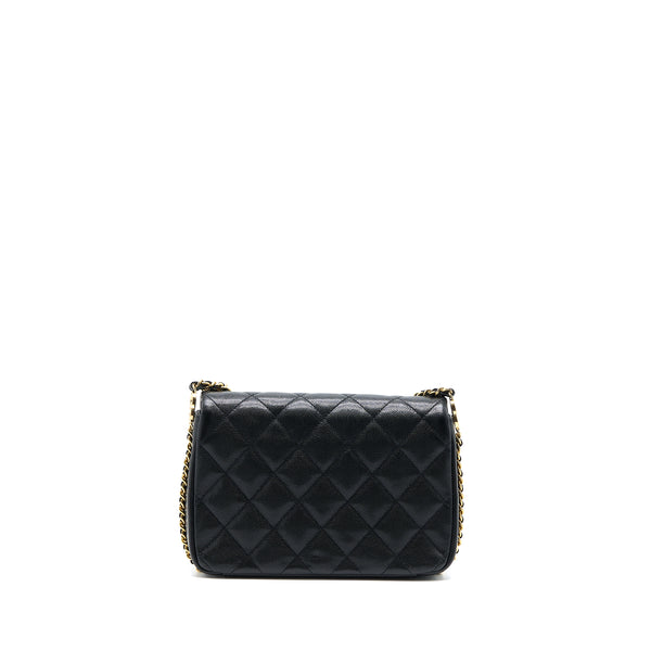 Chanel 23C Mini Flap Bag with CC Logo Chain Grained Calfskin Black GHW (Microchip)