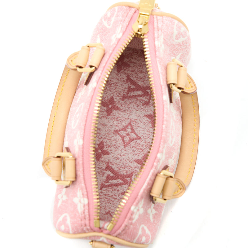 Louis Vuitton Nano Speedy Monogram Jacquard Denim Pink GHW