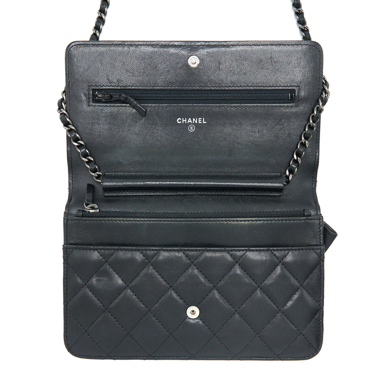 Chanel Boy Wallet On Chain Lambskin Black SHW