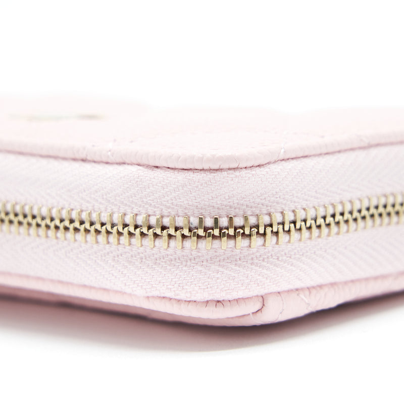 Chanel Zip Card Holder Caviar Light Pink LGHW