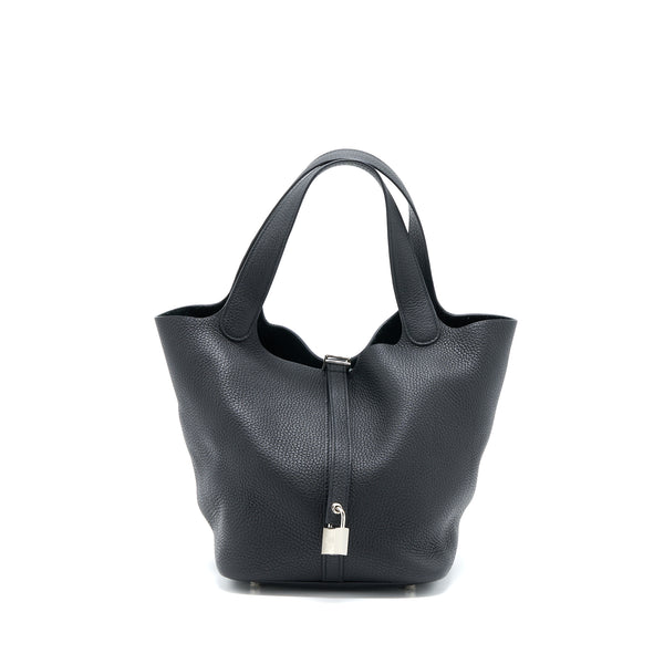 Hermes Picotin 22 Lock Bag Clemence Black SHW Stamp Y