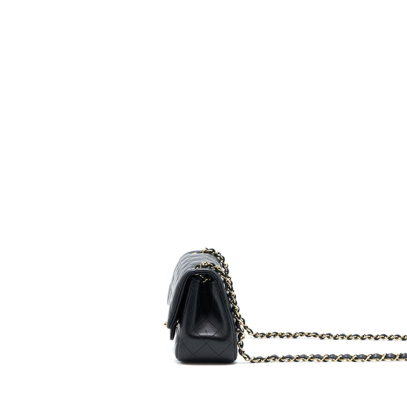 Chanel Mini Square Flap Bag Lambskin Black LGHW (Microchip)