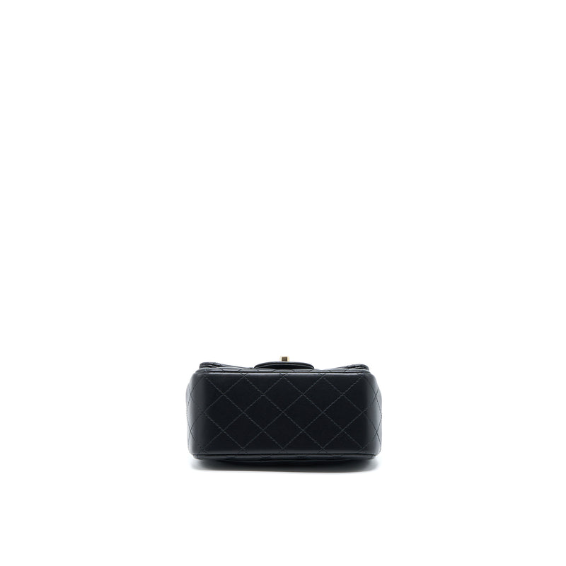 Chanel Mini Square Flap Bag Lambskin Black LGHW (Microchip)
