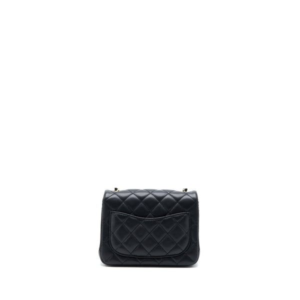 Chanel 23C Pearl Crush Mini Square Flap Bag Lambskin Black LGHW (Microchip)