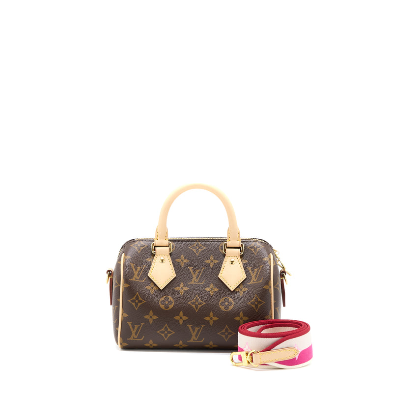 Louis Vuitton Speedy Bandouliere 20 Monogram Canvas Fuchsia Strap GHW
