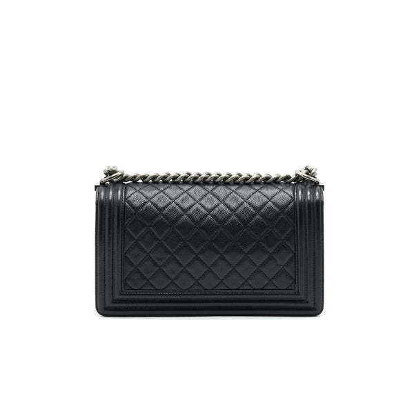 Chanel Caviar Old Medium Leboy Bag Black with Ruthenium Hardware