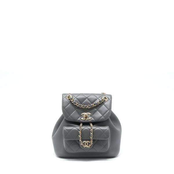 Chanel Mini Duma Backpack Lambskin Grey LGHW (Microchip)