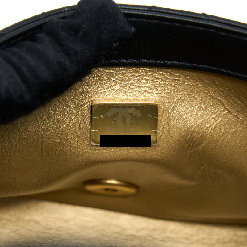 Chanel Pearl Crush Mini Square Flap Bag Lambskin Black GHW (Microchip)