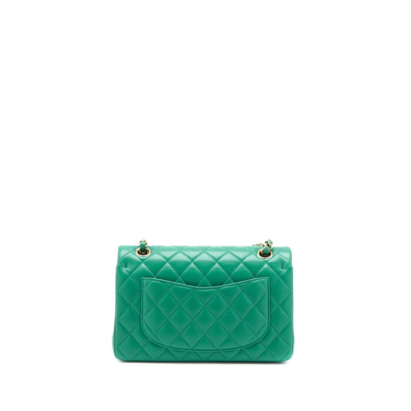 Chanel Small Classic Double Flap Bag Lambskin Green LGHW(Microchip)