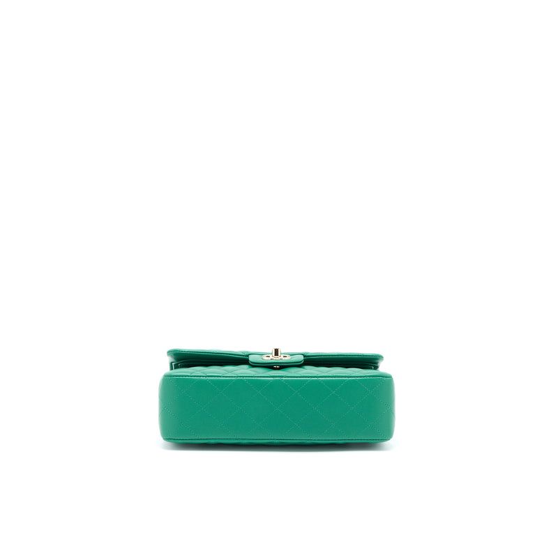 Chanel Small Classic Double Flap Bag Lambskin Green LGHW(Microchip)