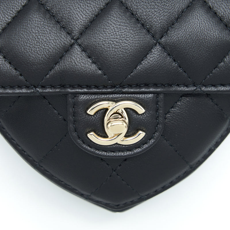 Chanel 22S Heart Belt Bag Lambskin Black LGHW