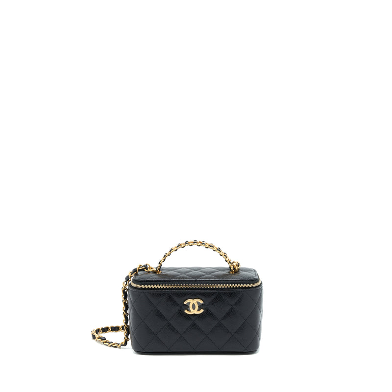 Chanel 22S Letter Top Handle Long Vanity Caviar Black GHW