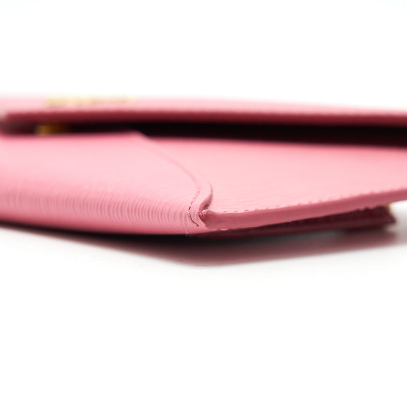 PRADA Saffiano Envelope Wallet in Pink GHW