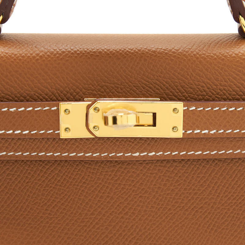 Hermes Mini Kelly 20cm Epsom Gold GHW Stamp Y