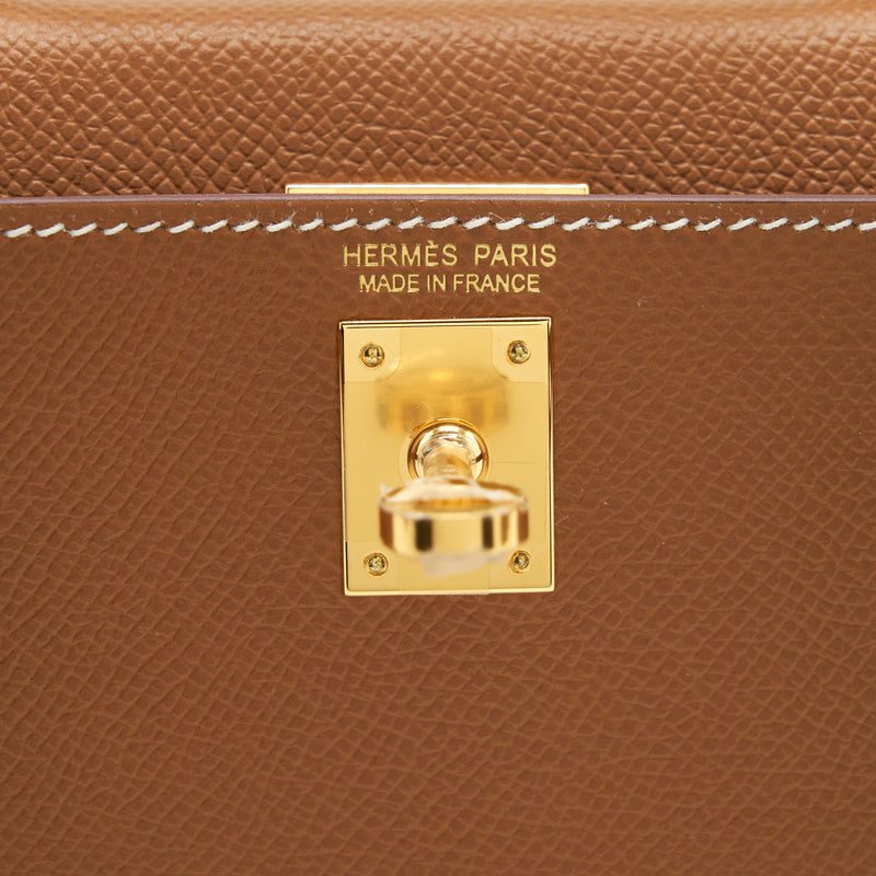 Hermes Mini Kelly 20cm Epsom Gold GHW Stamp Y