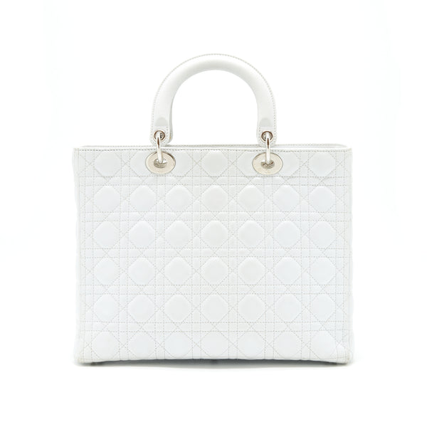 Dior Lady Dior Bag Large in White SHW