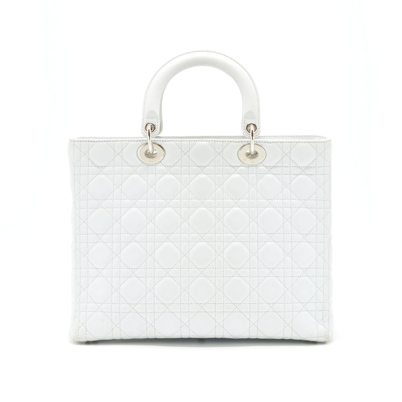 Dior Lady Dior Bag Large in White SHW