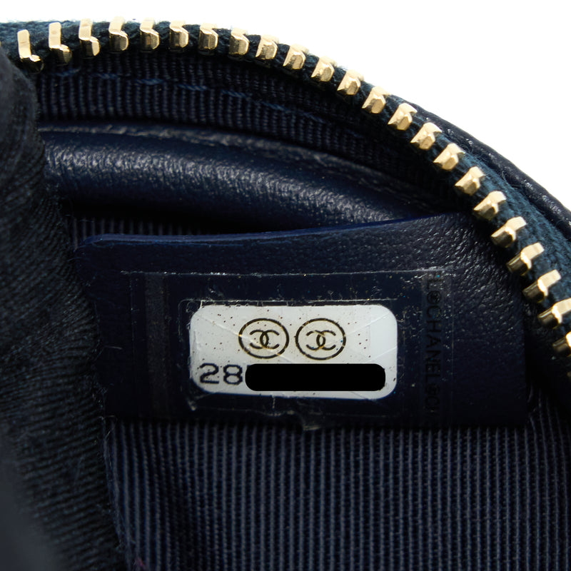 Chanel Mini Round Pouch Caviar Navy LGHW
