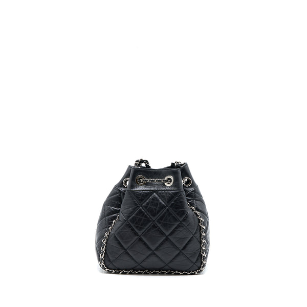 Chanel 20S Drawstring Bucket Bag Aged Calfskin Black SHW
