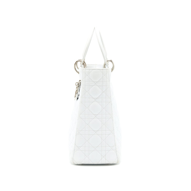 Dior Lady Dior Bag Large in White SHW