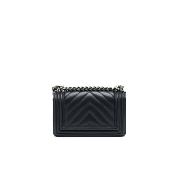 Chanel Small Chevron Leboy Bag Calfskin Black With SHW