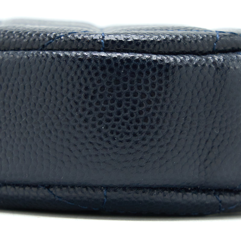 Chanel Mini Round Pouch Caviar Navy LGHW