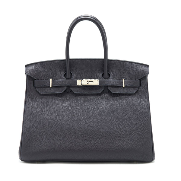 Hermes birkin 35 Togo blue nuit SHW Stamp Square O