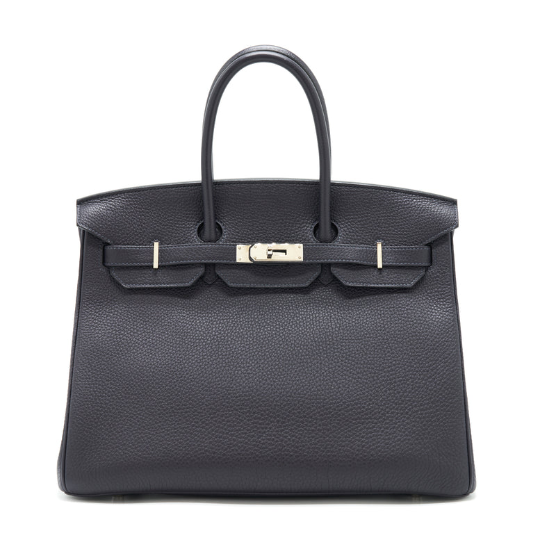 Hermes birkin 35 Togo blue nuit SHW Stamp Square O