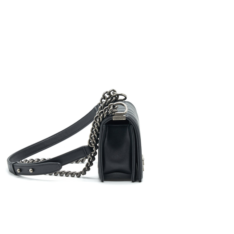 Chanel Small Chevron Leboy Bag Calfskin Black With SHW