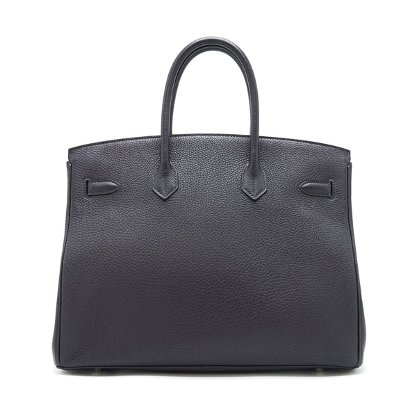 Hermes birkin 35 Togo blue nuit SHW Stamp Square O