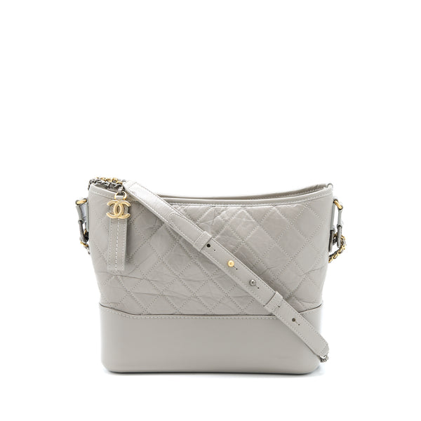 Chanel Large Gabrielle Hobo Bag Aged Calfskin Light Grey Multicoloured Hardware